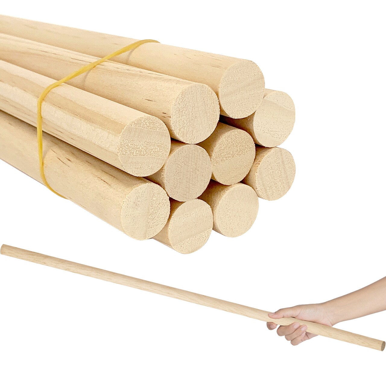 CraftySticks 5 Pack Round Wood Dowels 3/4 x 36 Inch Unfinished Pine Wood Dowels Made in The USA